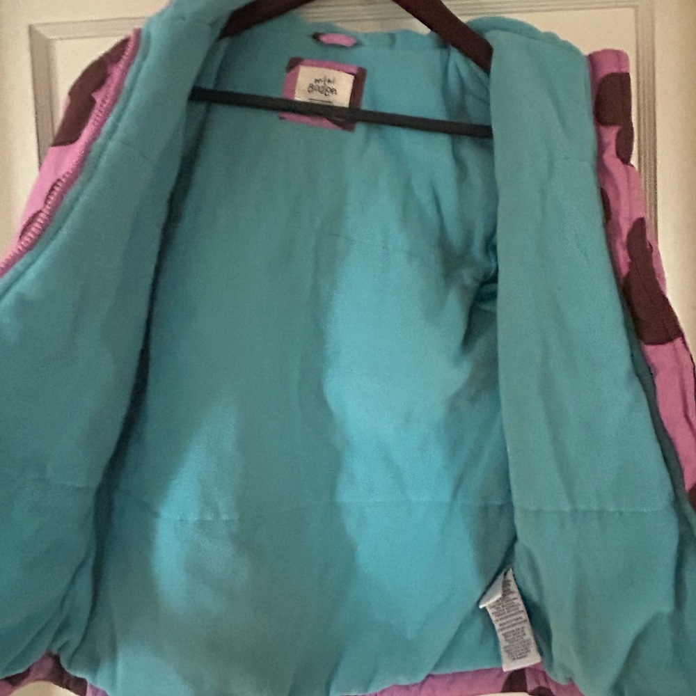 Mini Boden Kids Puffy PufferJacket Purple Pink Brown Floral Winter Coat 11/12 - Picture 3 of 4